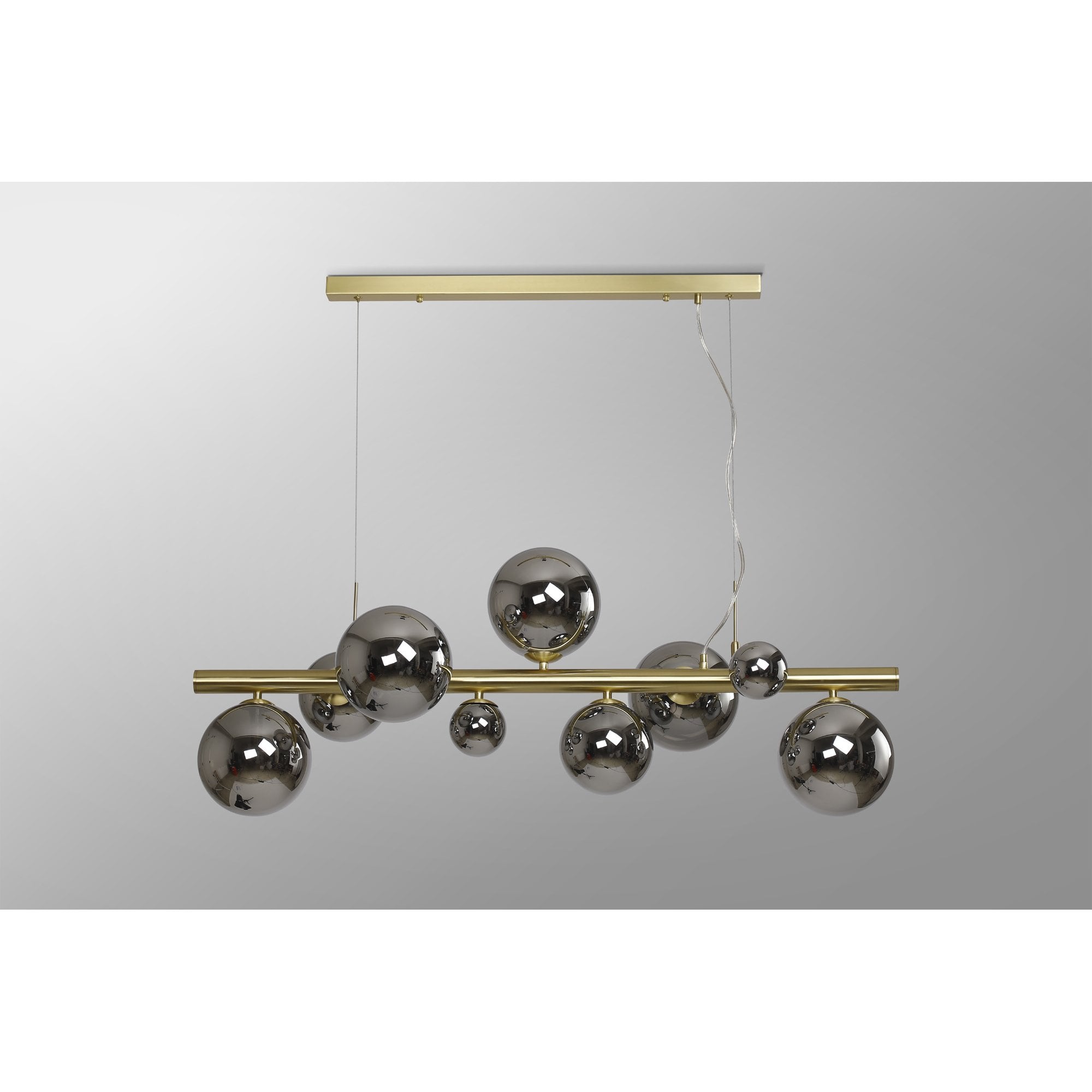 NL9319/CH9 Prague 9 Light Linear Pendant Satin Gold Chrome Plated