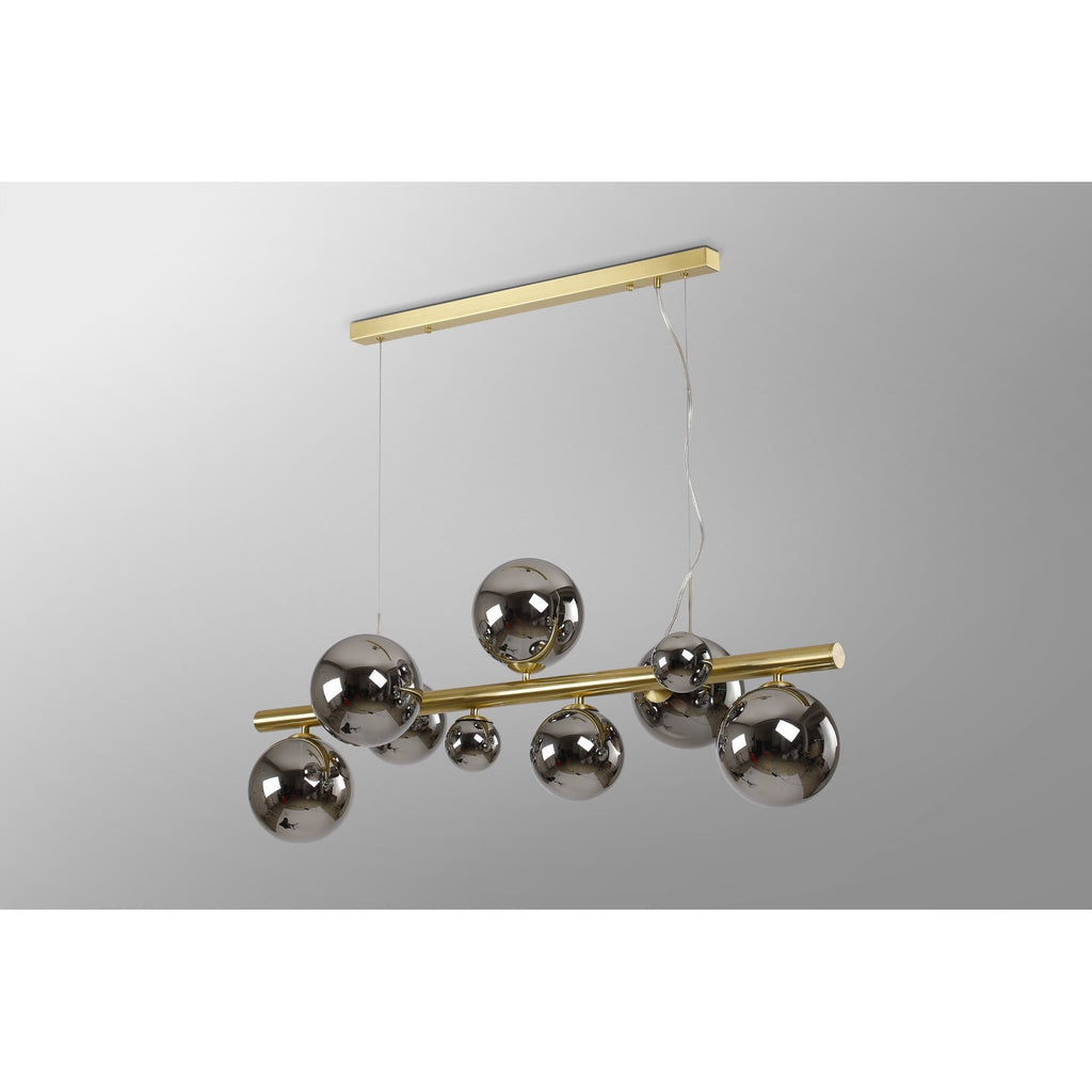 NL9319/CH9 Prague 9 Light Linear Pendant Satin Gold Chrome Plated