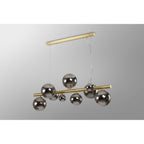 NL9319/CH9 Prague 9 Light Linear Pendant Satin Gold Chrome Plated