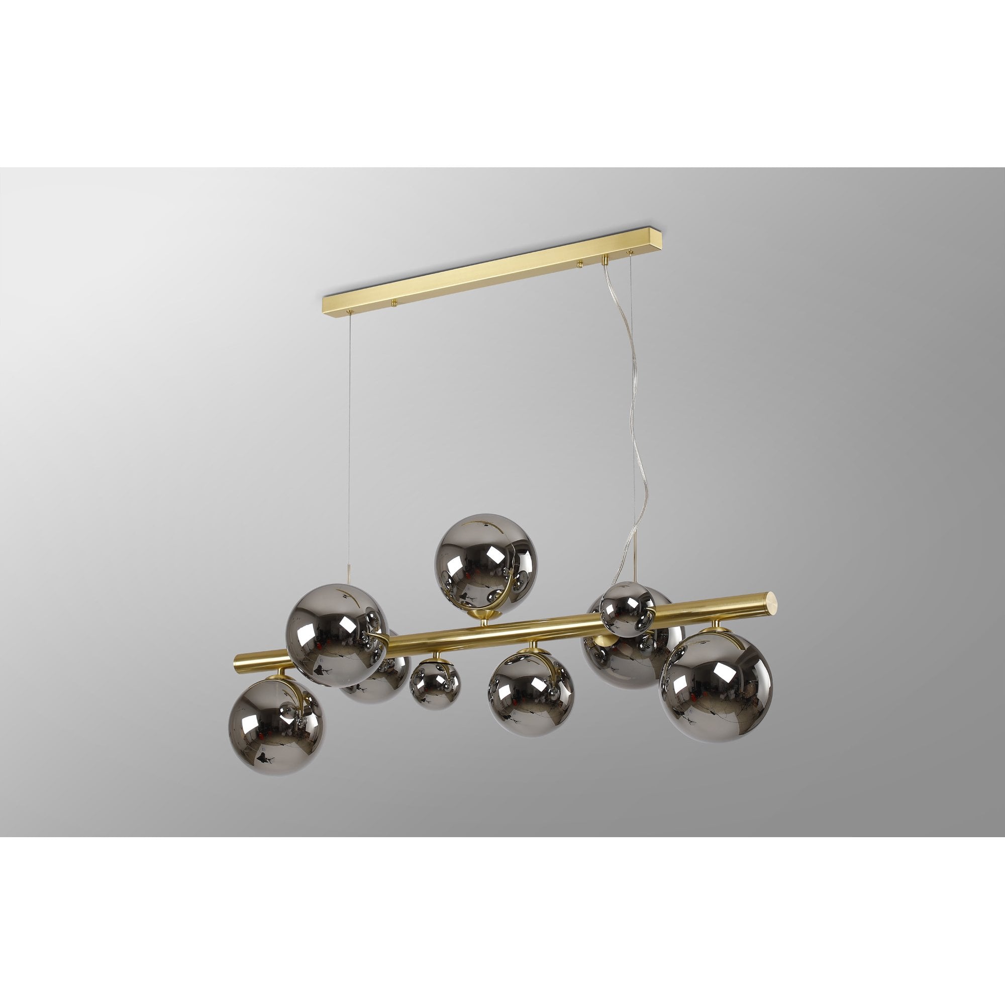 NL9319/CH9 Prague 9 Light Linear Pendant Satin Gold Chrome Plated