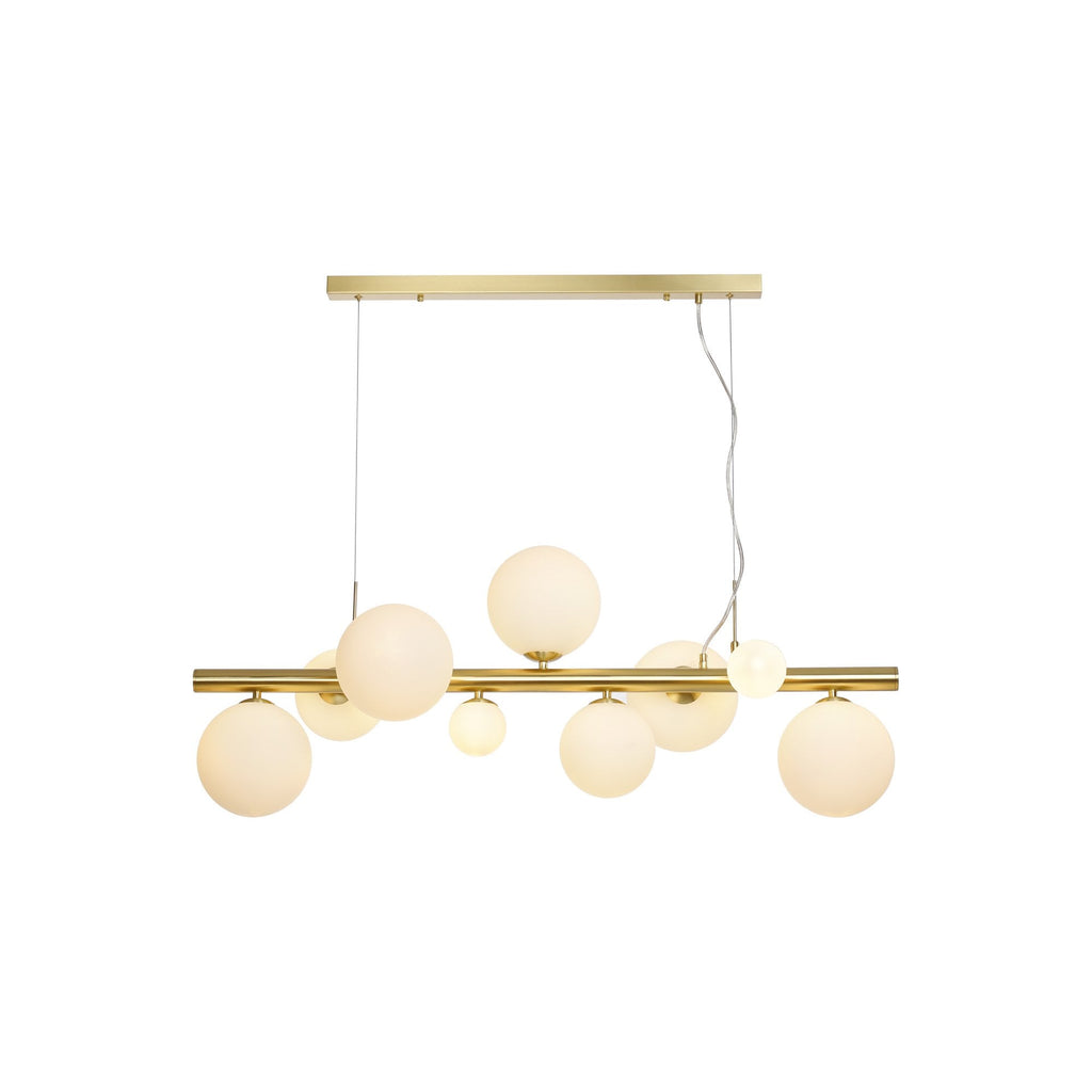 NL9319/OP9 Prague 9 Light Linear Pendant Satin Gold Opal