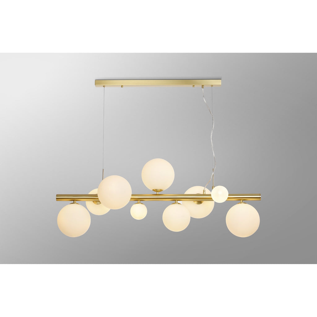 NL9319/OP9 Prague 9 Light Linear Pendant Satin Gold Opal