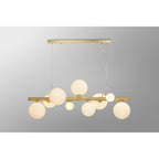 NL9319/OP9 Prague 9 Light Linear Pendant Satin Gold Opal