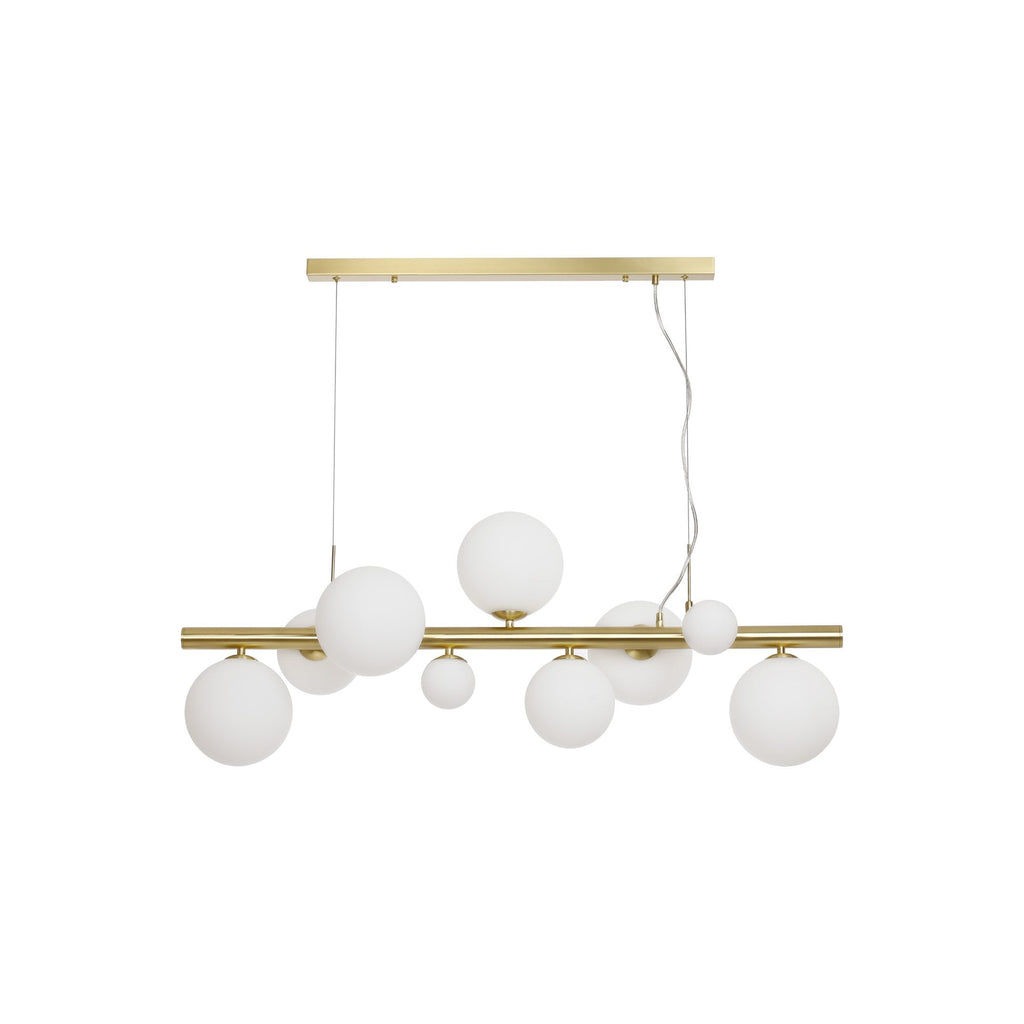 NL9319/OP9 Prague 9 Light Linear Pendant Satin Gold Opal