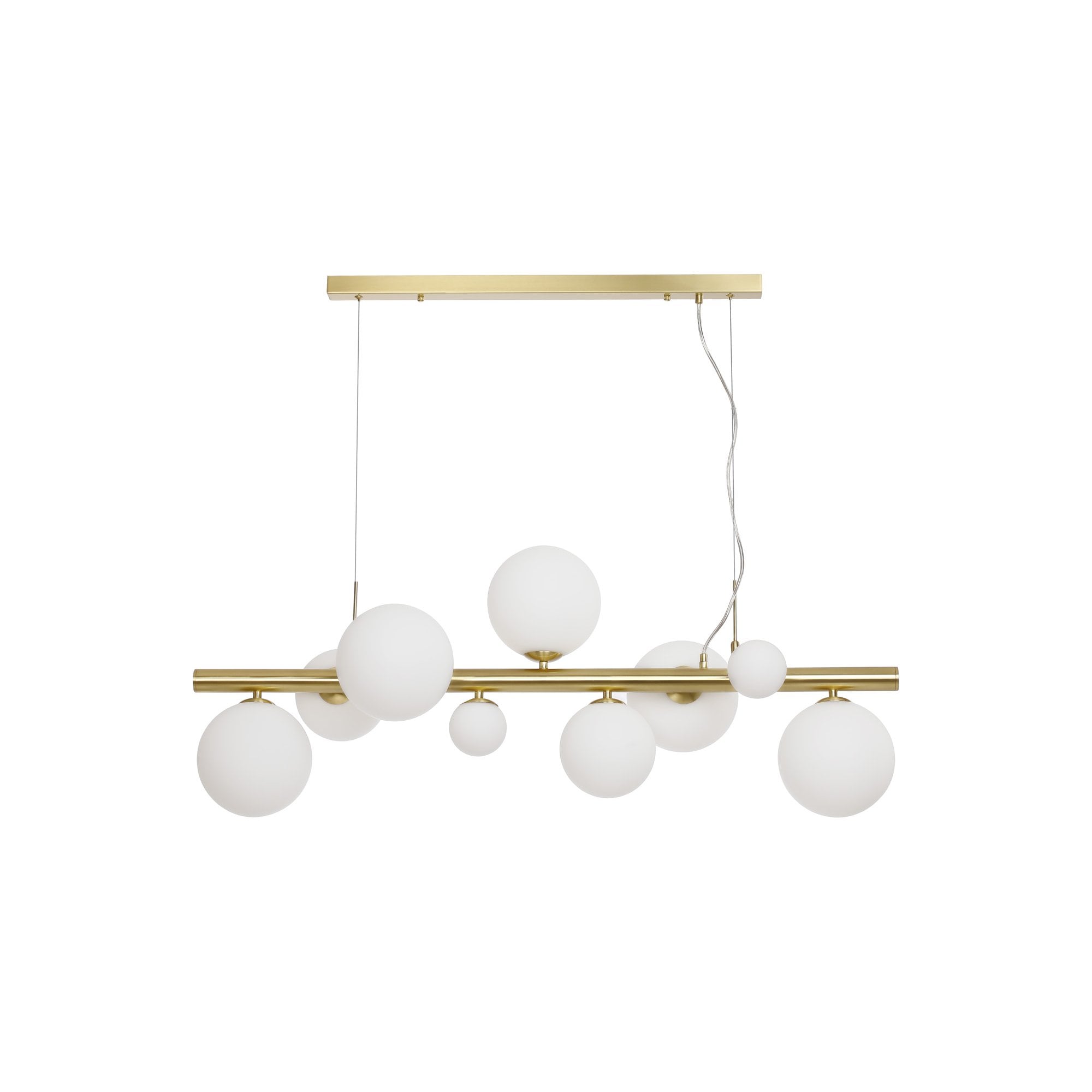 NL9319/OP9 Prague 9 Light Linear Pendant Satin Gold Opal
