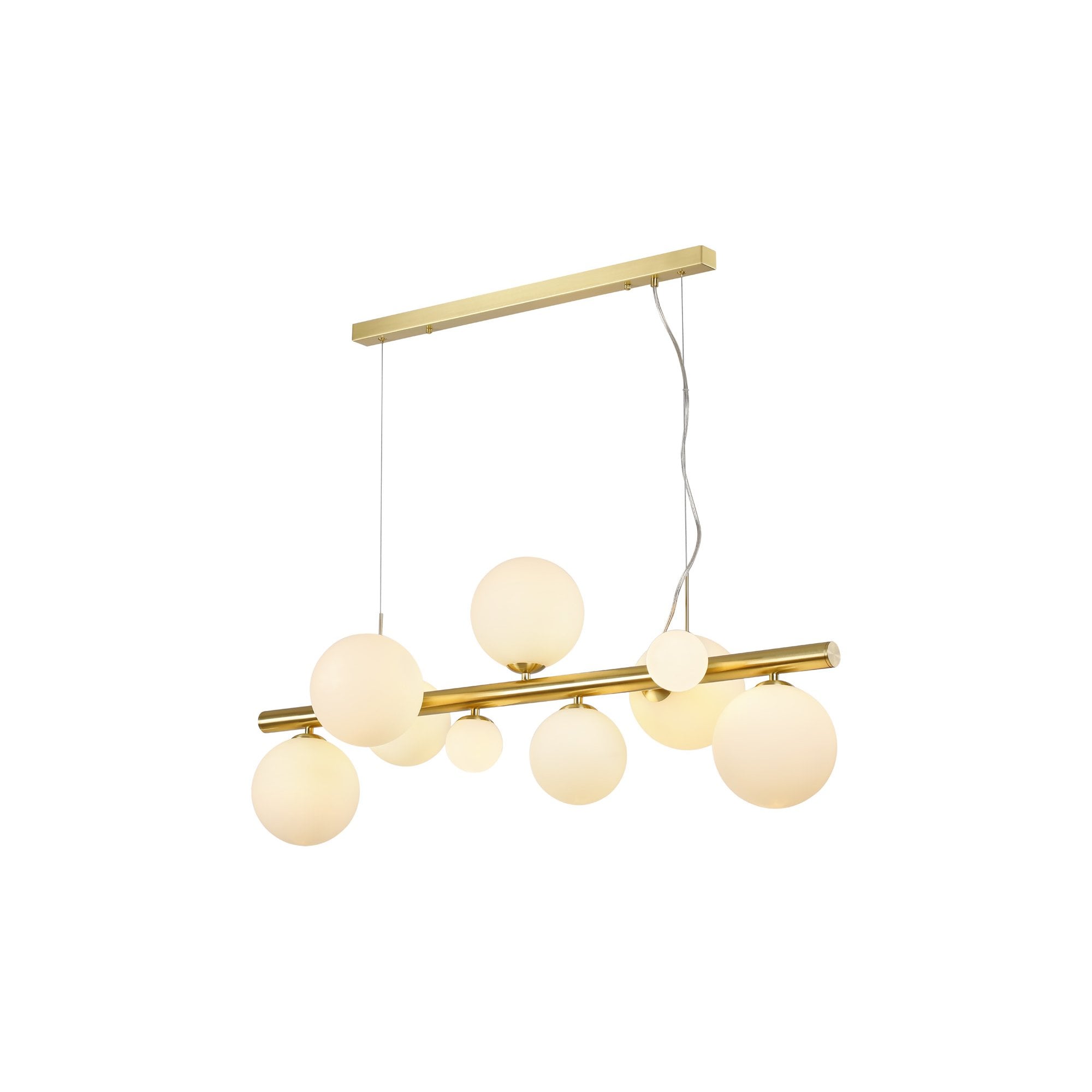NL9319/OP9 Prague 9 Light Linear Pendant Satin Gold Opal