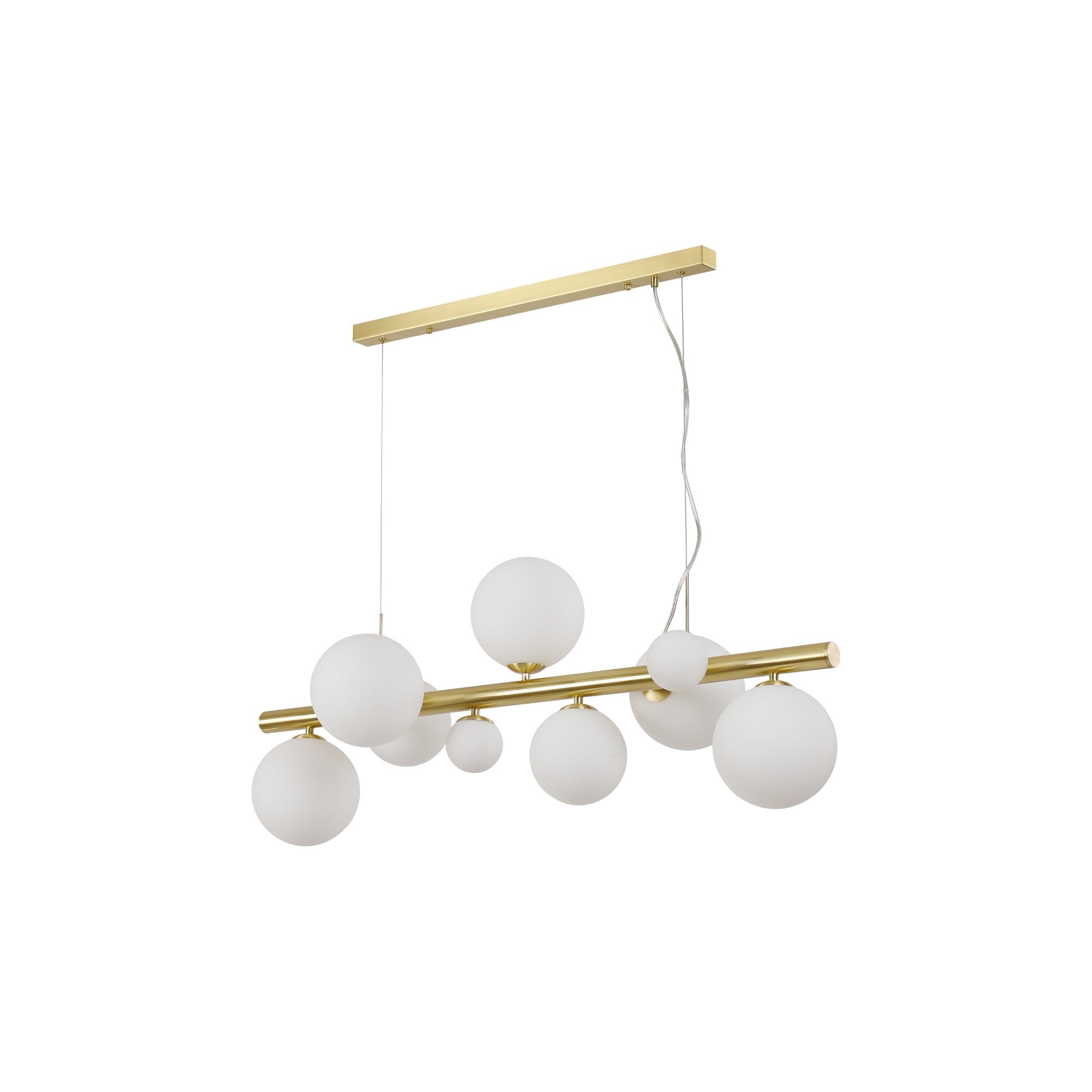 NL9319/OP9 Prague 9 Light Linear Pendant Satin Gold Opal