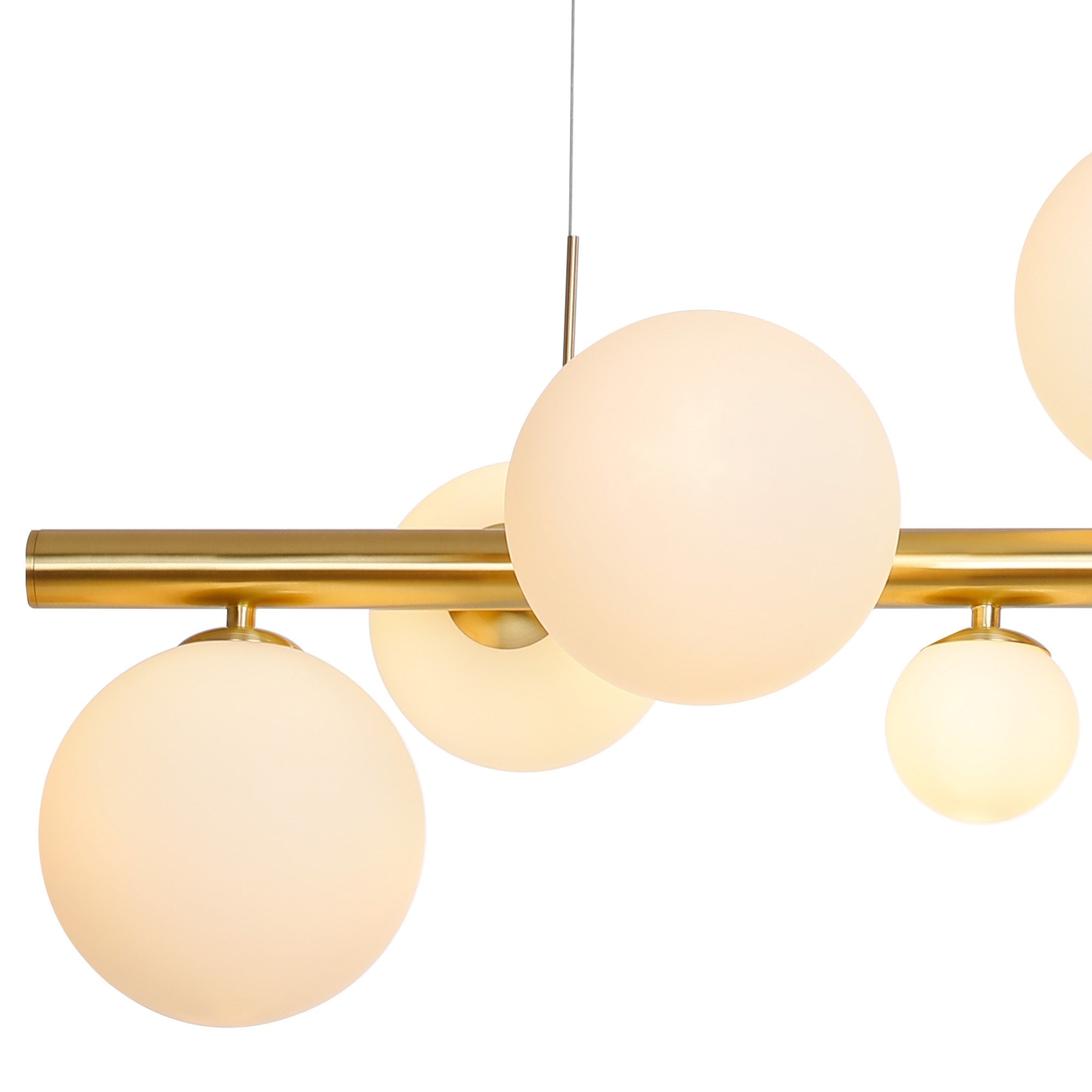 NL9319/OP9 Prague 9 Light Linear Pendant Satin Gold Opal