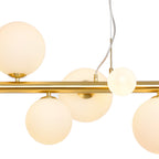 NL9319/OP9 Prague 9 Light Linear Pendant Satin Gold Opal