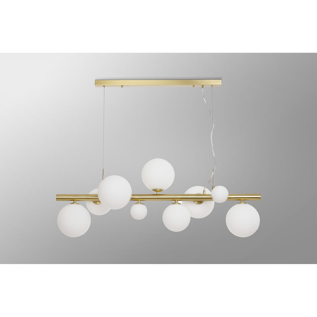 NL9319/OP9 Prague 9 Light Linear Pendant Satin Gold Opal