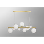NL9319/OP9 Prague 9 Light Linear Pendant Satin Gold Opal