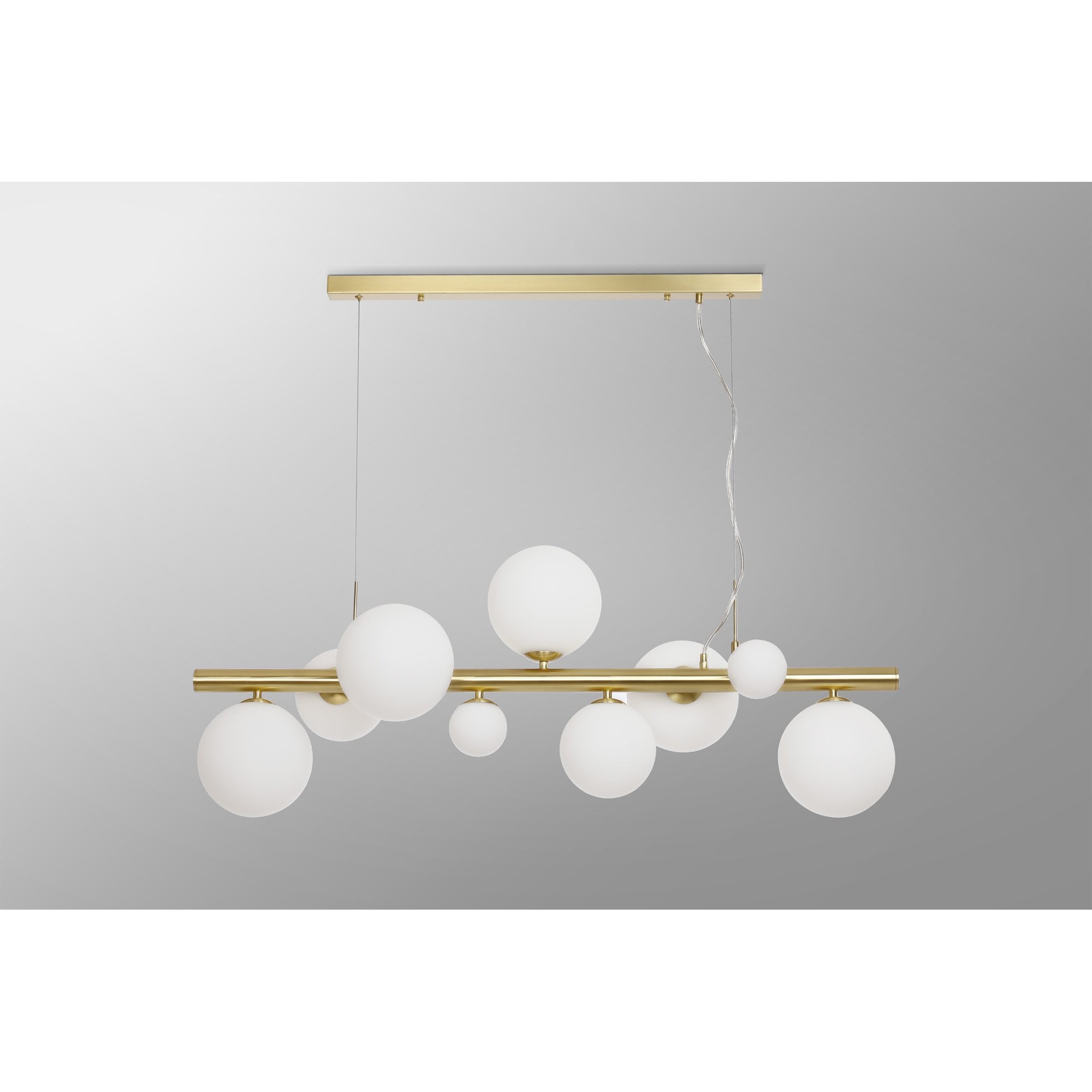 NL9319/OP9 Prague 9 Light Linear Pendant Satin Gold Opal