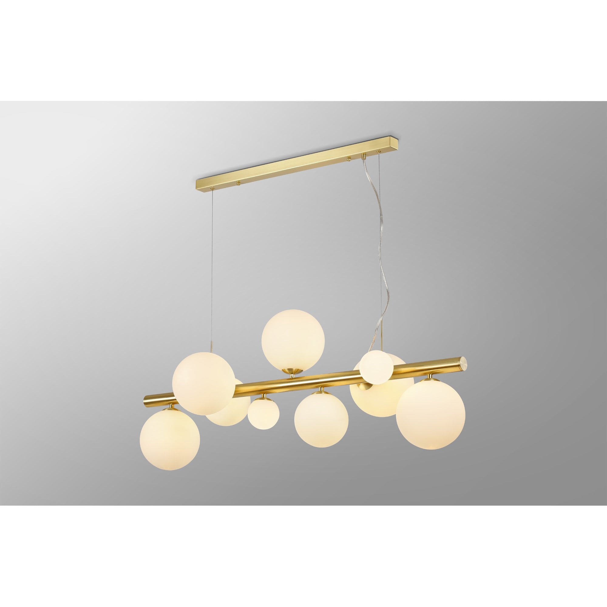 NL9319/OP9 Prague 9 Light Linear Pendant Satin Gold Opal