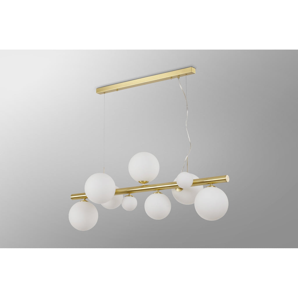 NL9319/OP9 Prague 9 Light Linear Pendant Satin Gold Opal