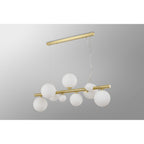 NL9319/OP9 Prague 9 Light Linear Pendant Satin Gold Opal