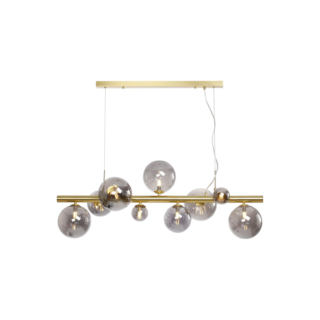 NL9319/SM9 Prague 9 Light Linear Pendant Satin Gold Smoke Plated