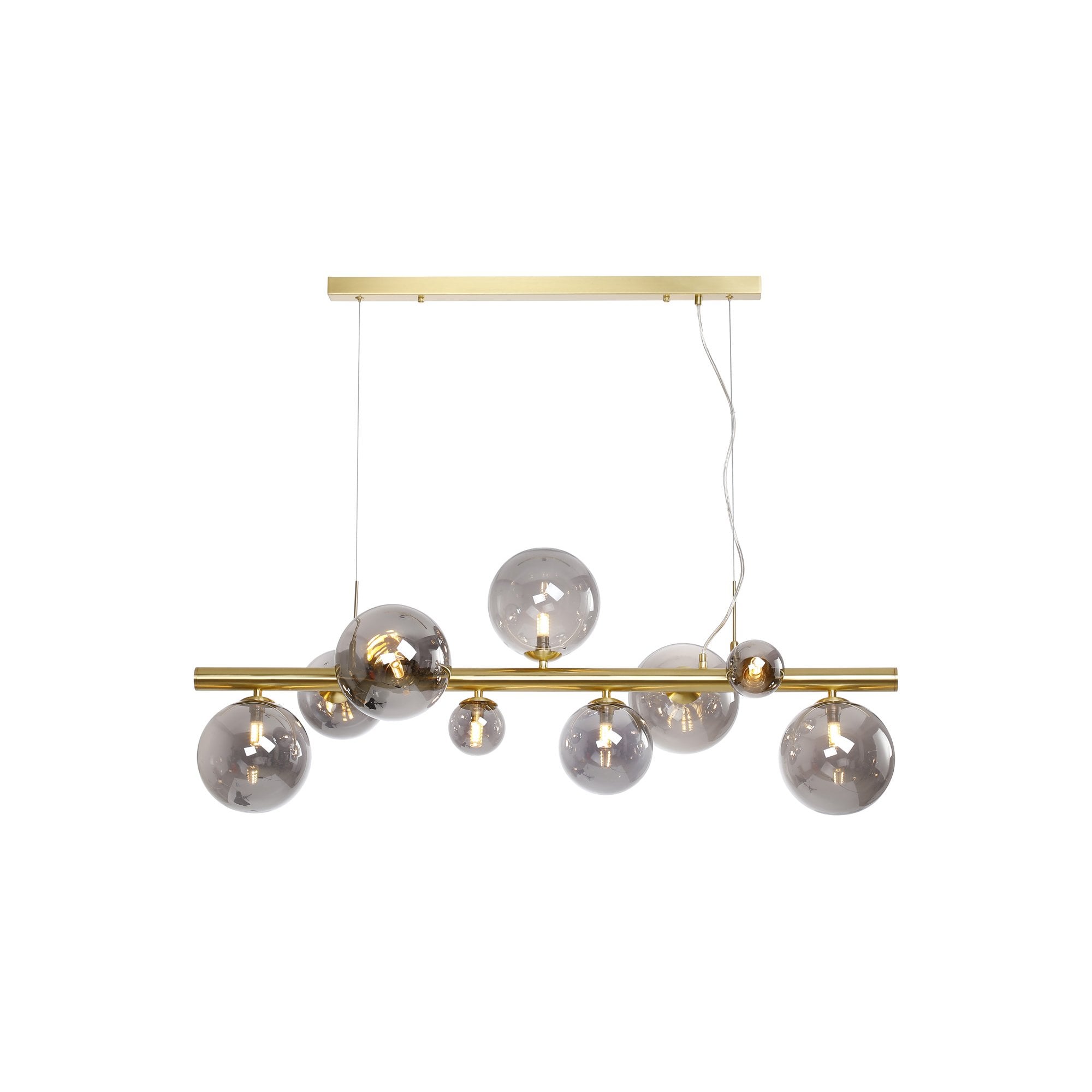 NL9319/SM9 Prague 9 Light Linear Pendant Satin Gold Smoke Plated