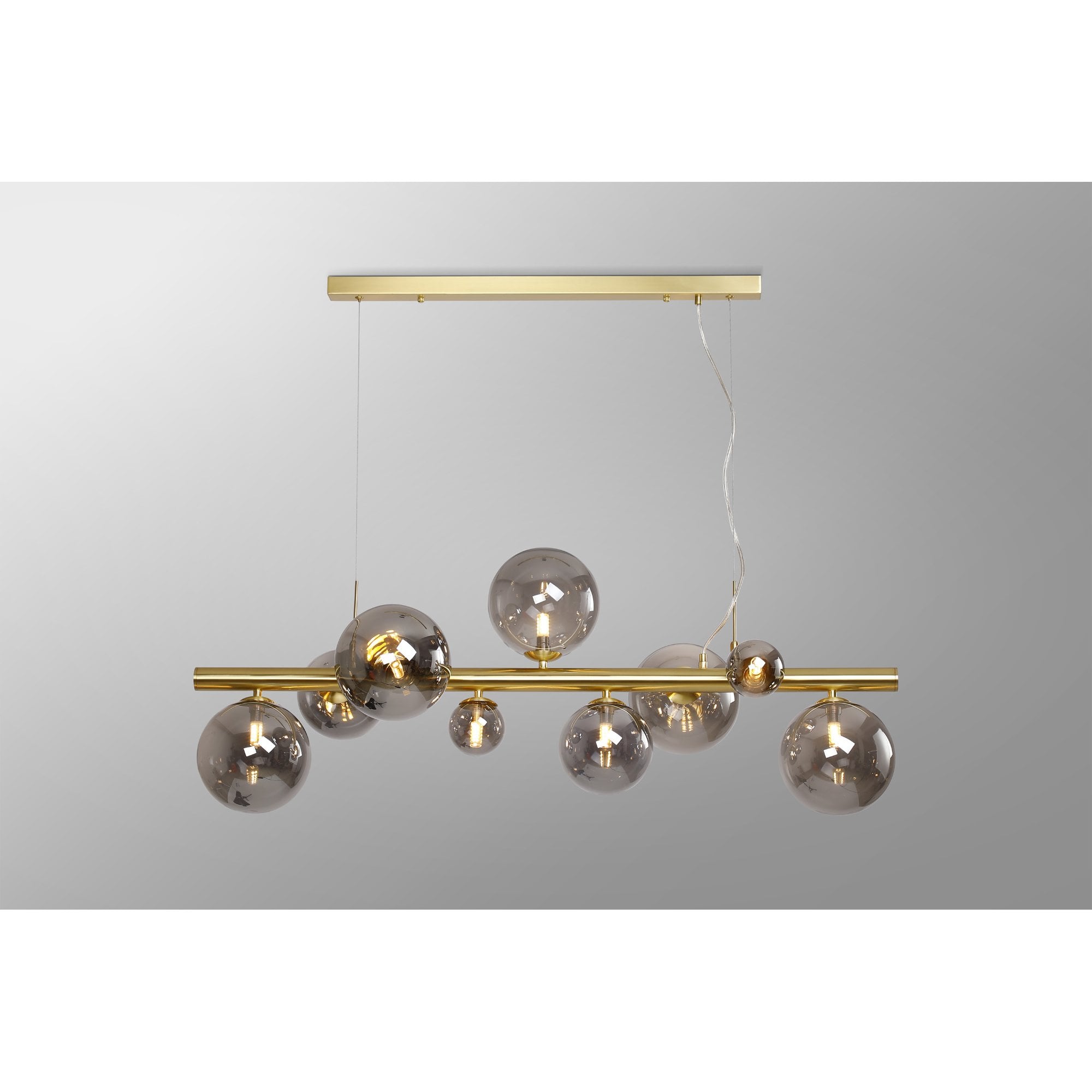 NL9319/SM9 Prague 9 Light Linear Pendant Satin Gold Smoke Plated