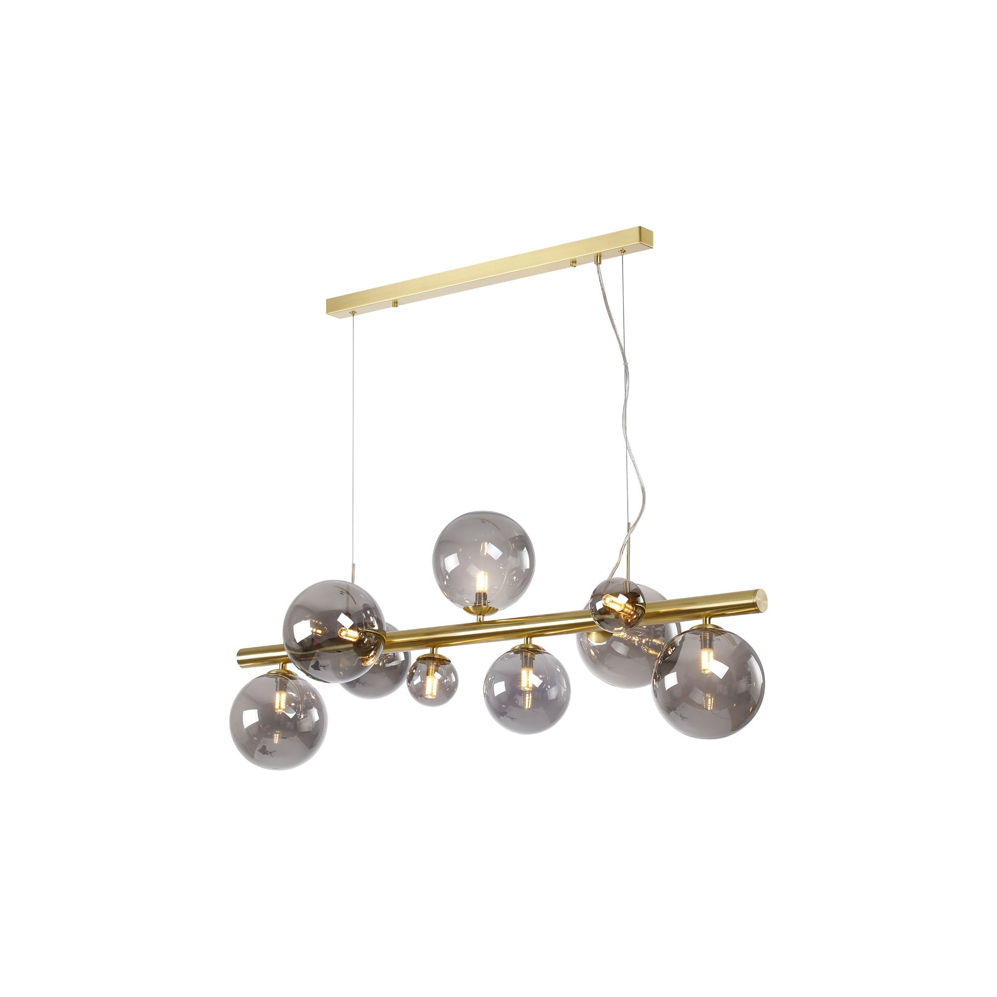 NL9319/SM9 Prague 9 Light Linear Pendant Satin Gold Smoke Plated