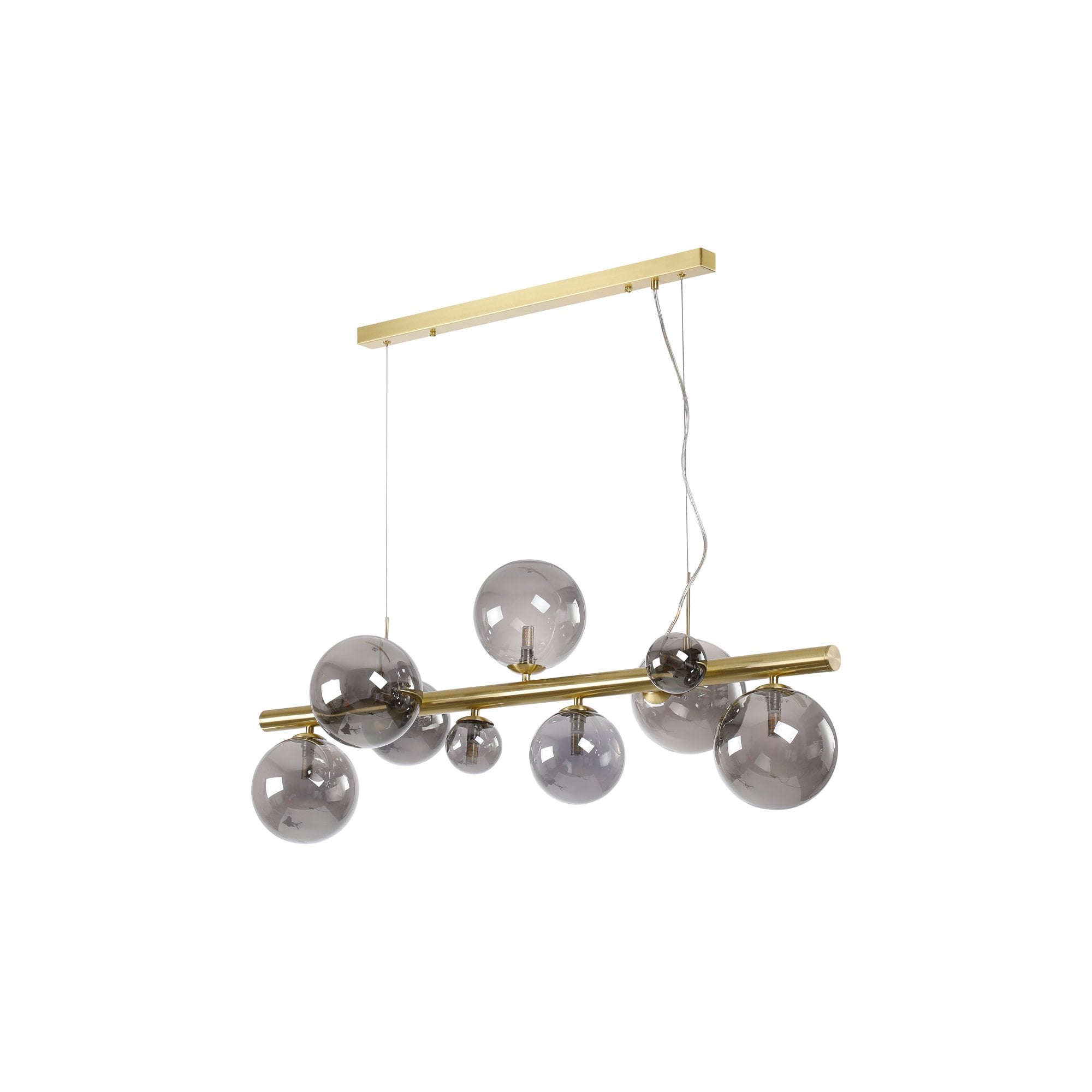 NL9319/SM9 Prague 9 Light Linear Pendant Satin Gold Smoke Plated