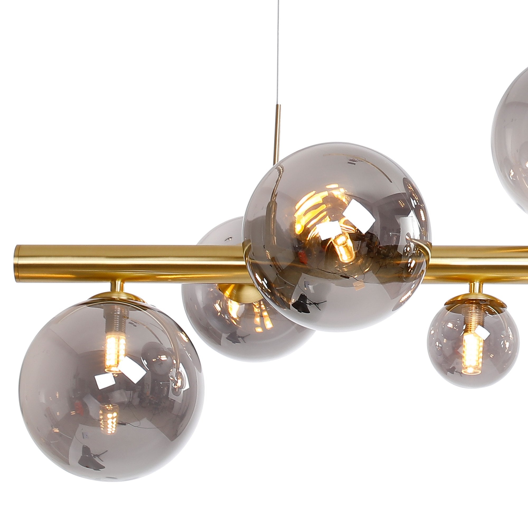 NL9319/SM9 Prague 9 Light Linear Pendant Satin Gold Smoke Plated