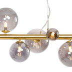 NL9319/SM9 Prague 9 Light Linear Pendant Satin Gold Smoke Plated