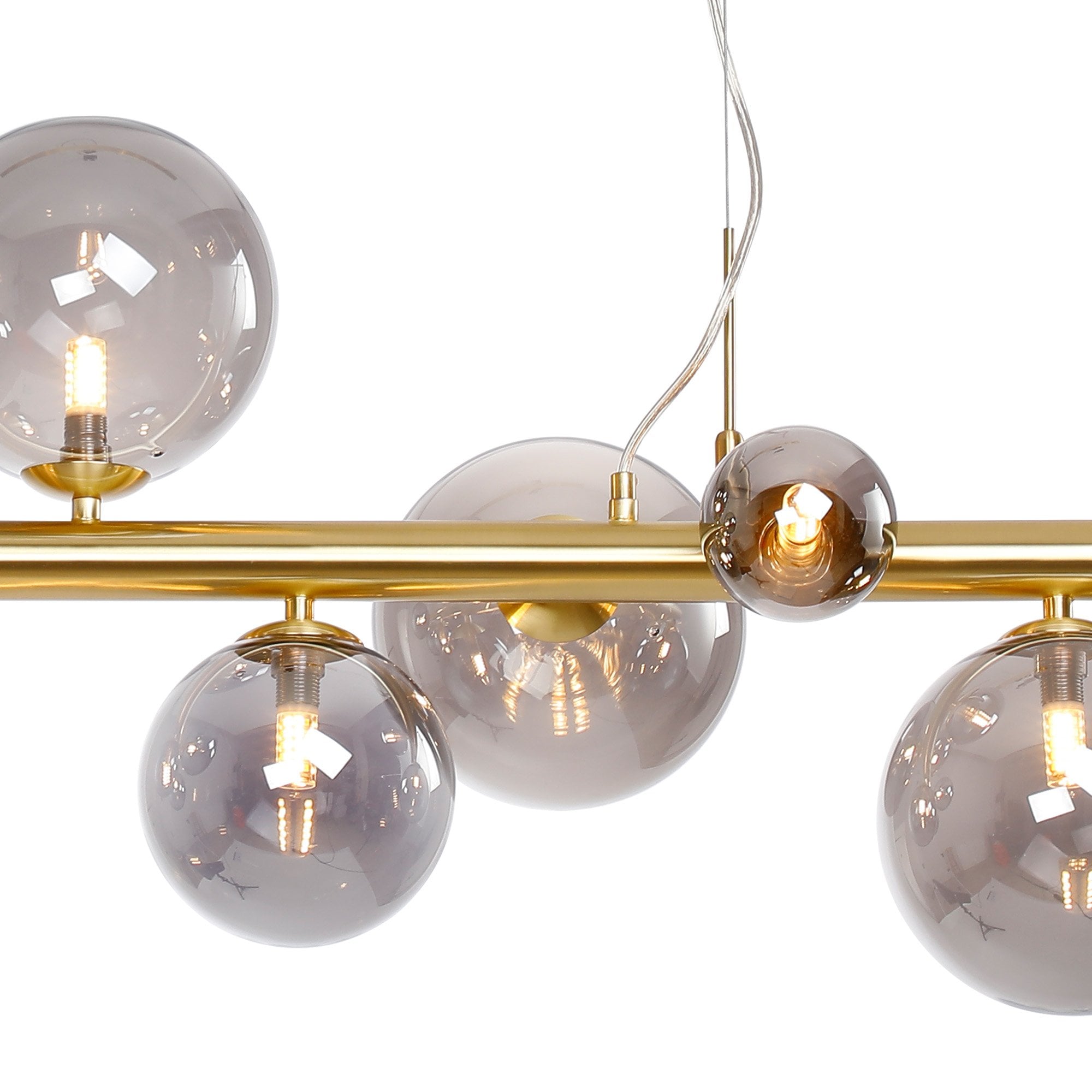 NL9319/SM9 Prague 9 Light Linear Pendant Satin Gold Smoke Plated