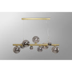 NL9319/SM9 Prague 9 Light Linear Pendant Satin Gold Smoke Plated