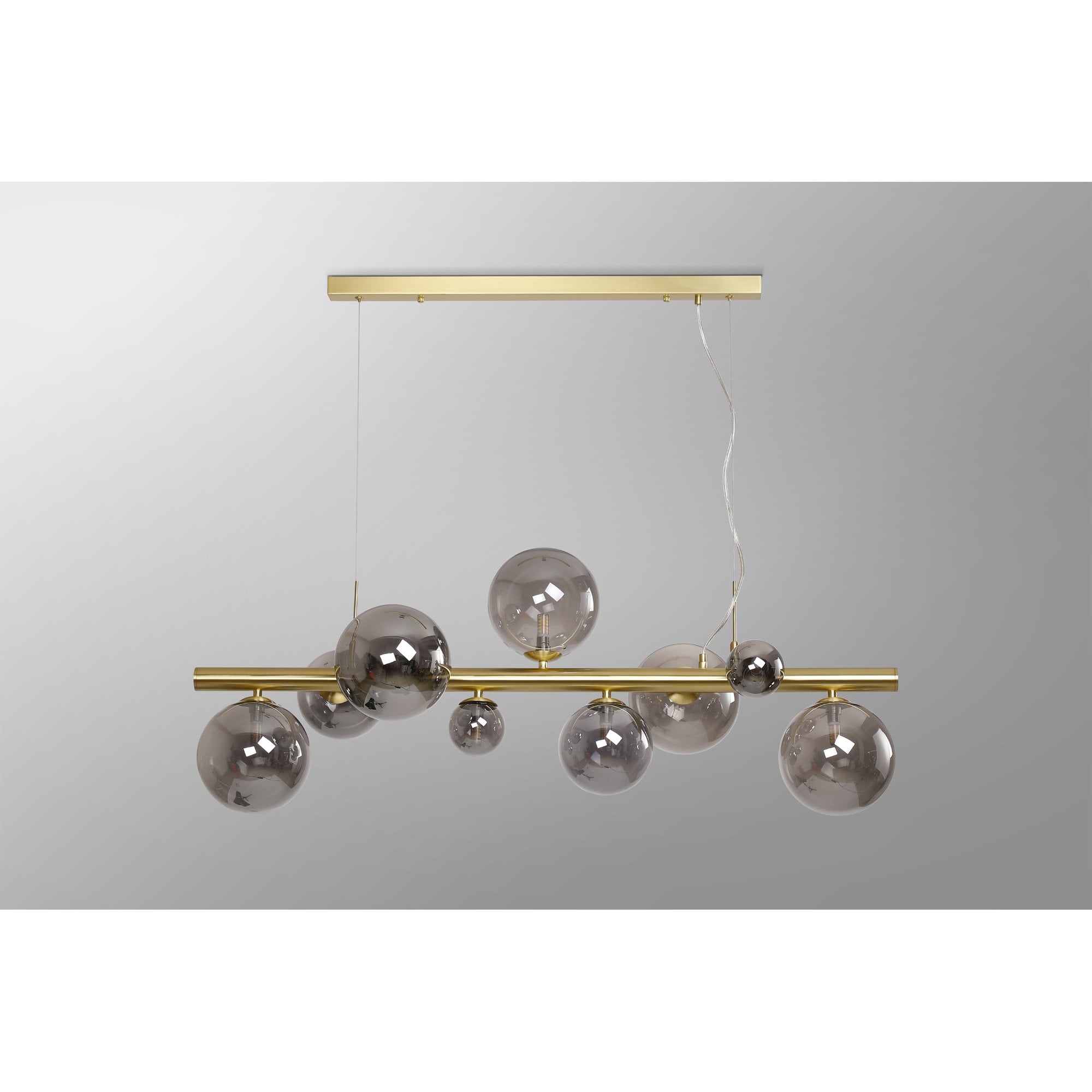 NL9319/SM9 Prague 9 Light Linear Pendant Satin Gold Smoke Plated