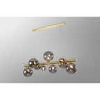 NL9319/SM9 Prague 9 Light Linear Pendant Satin Gold Smoke Plated