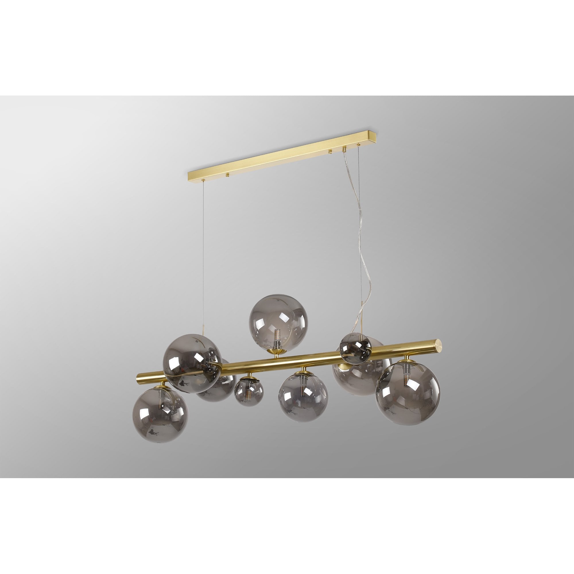 NL9319/SM9 Prague 9 Light Linear Pendant Satin Gold Smoke Plated