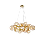 NL9320/AM9 Prague 16 Light Circular Pendant Satin Gold Amber Plated