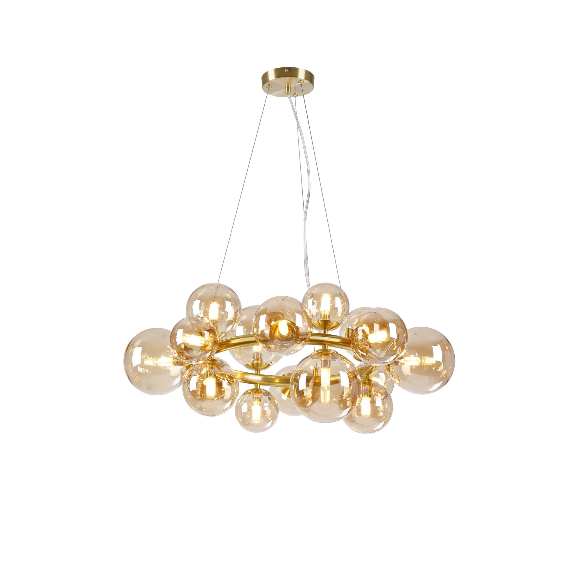 NL9320/AM9 Prague 16 Light Circular Pendant Satin Gold Amber Plated