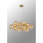 NL9320/AM9 Prague 16 Light Circular Pendant Satin Gold Amber Plated