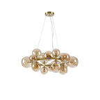 NL9320/AM9 Prague 16 Light Circular Pendant Satin Gold Amber Plated
