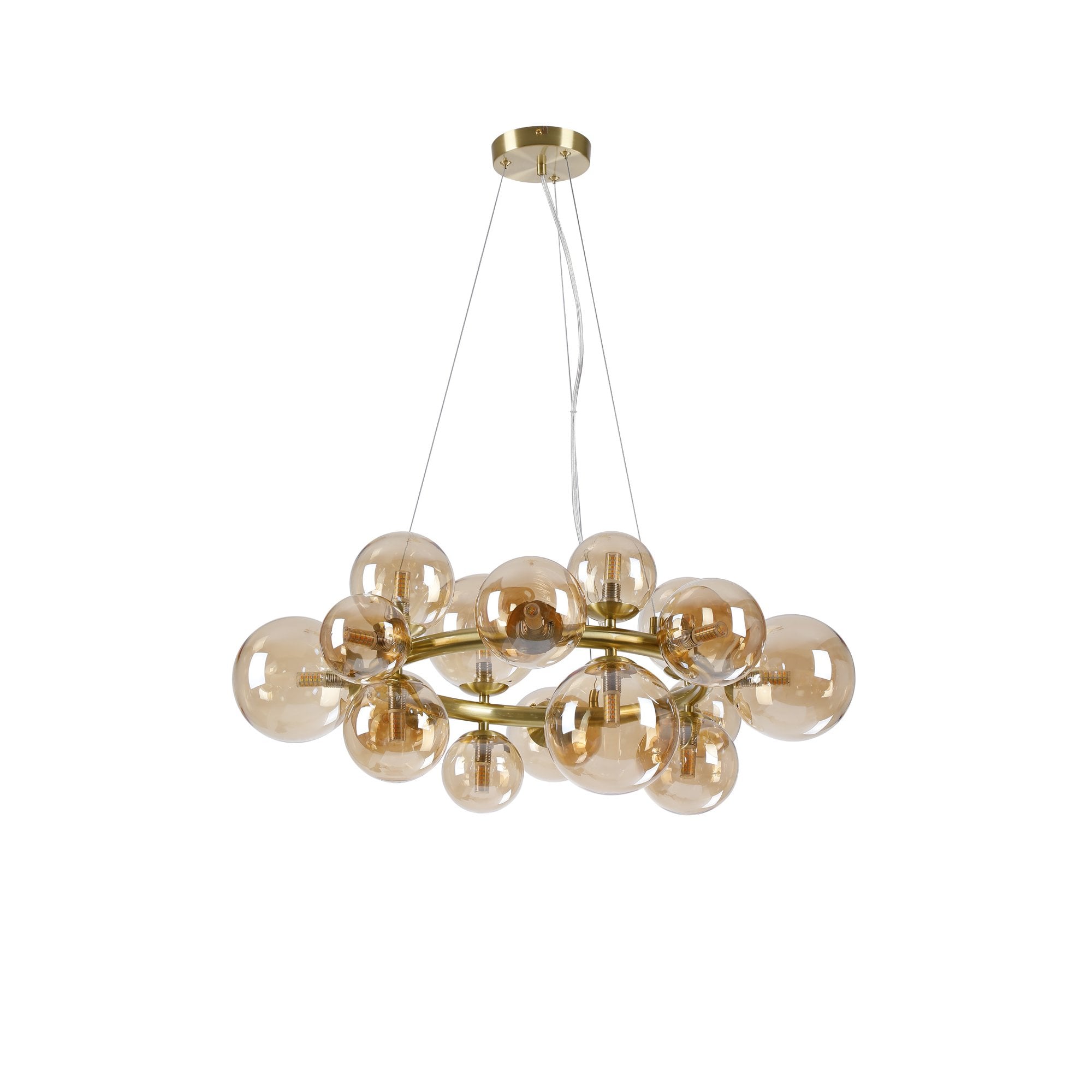 NL9320/AM9 Prague 16 Light Circular Pendant Satin Gold Amber Plated