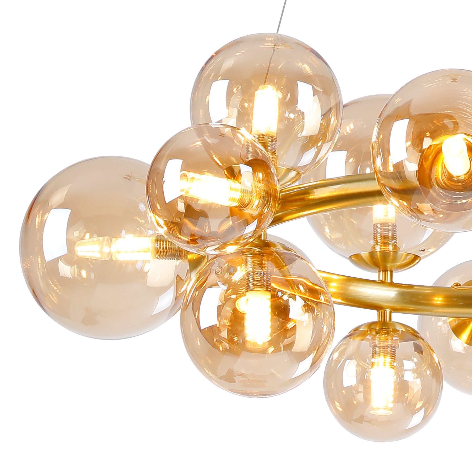 NL9320/AM9 Prague 16 Light Circular Pendant Satin Gold Amber Plated
