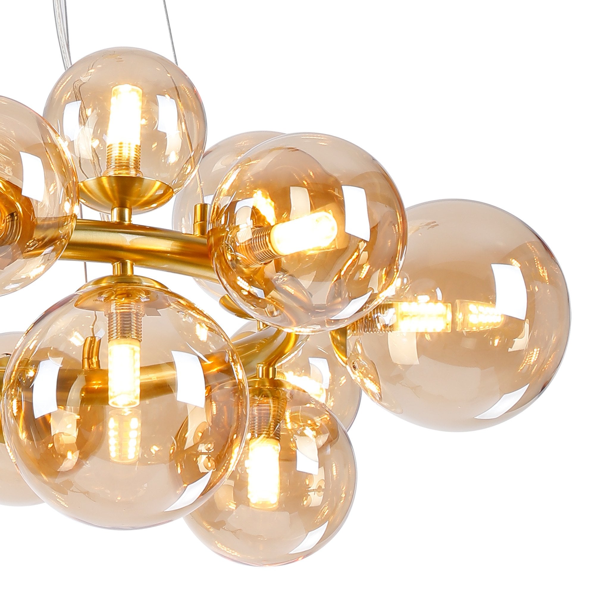 NL9320/AM9 Prague 16 Light Circular Pendant Satin Gold Amber Plated