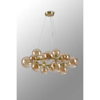 NL9320/AM9 Prague 16 Light Circular Pendant Satin Gold Amber Plated