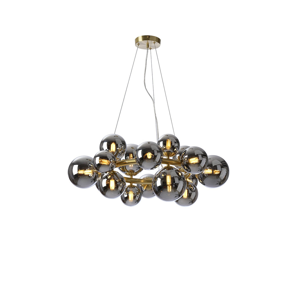 NL9320/CH9 Prague 16 Light Circular Pendant Satin Gold Chrome Plated