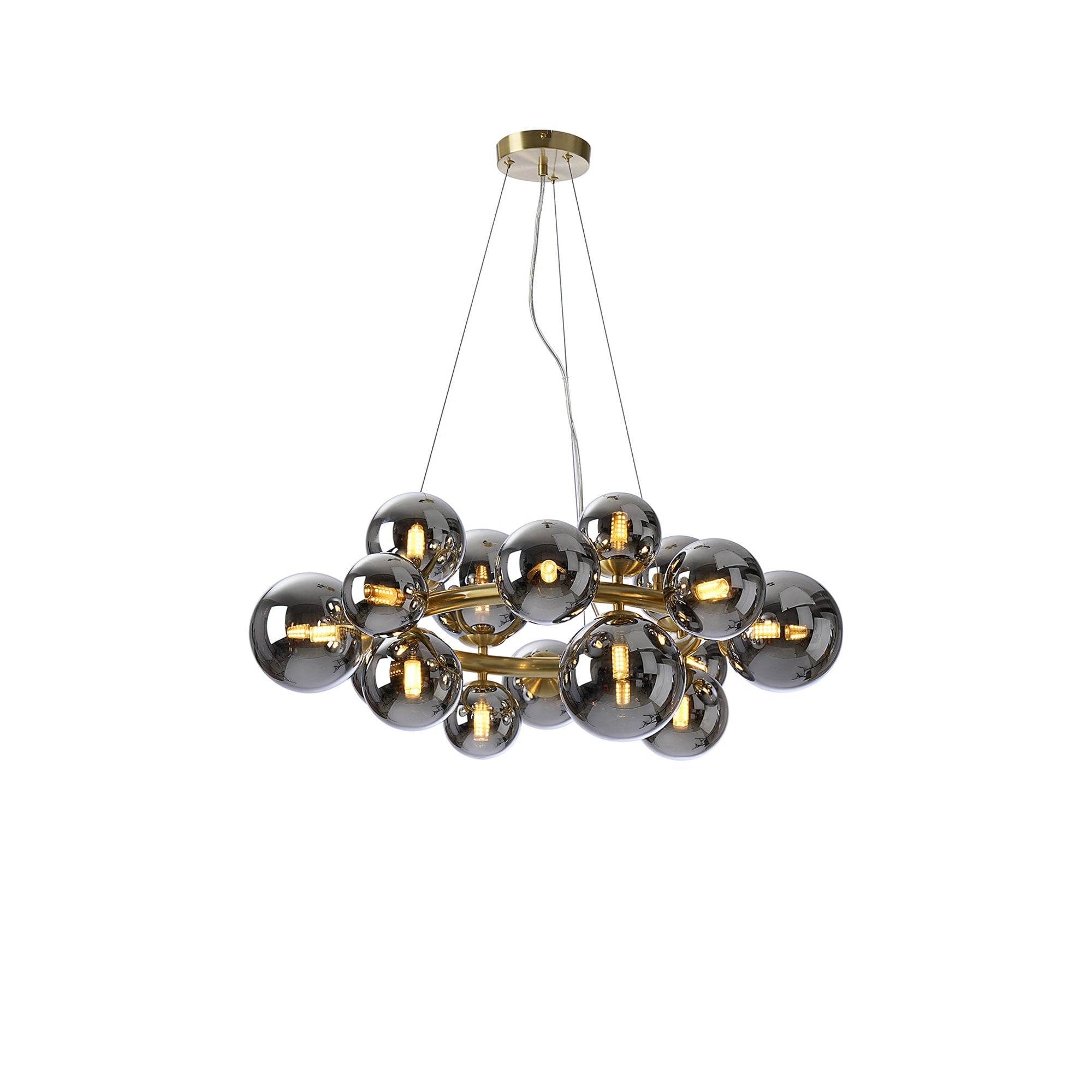 NL9320/CH9 Prague 16 Light Circular Pendant Satin Gold Chrome Plated