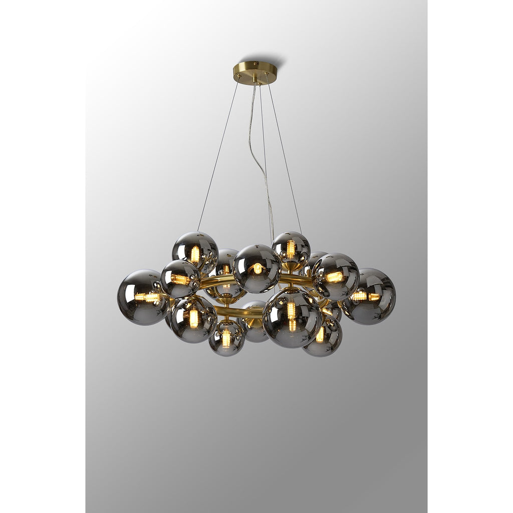 NL9320/CH9 Prague 16 Light Circular Pendant Satin Gold Chrome Plated