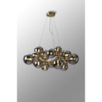 NL9320/CH9 Prague 16 Light Circular Pendant Satin Gold Chrome Plated