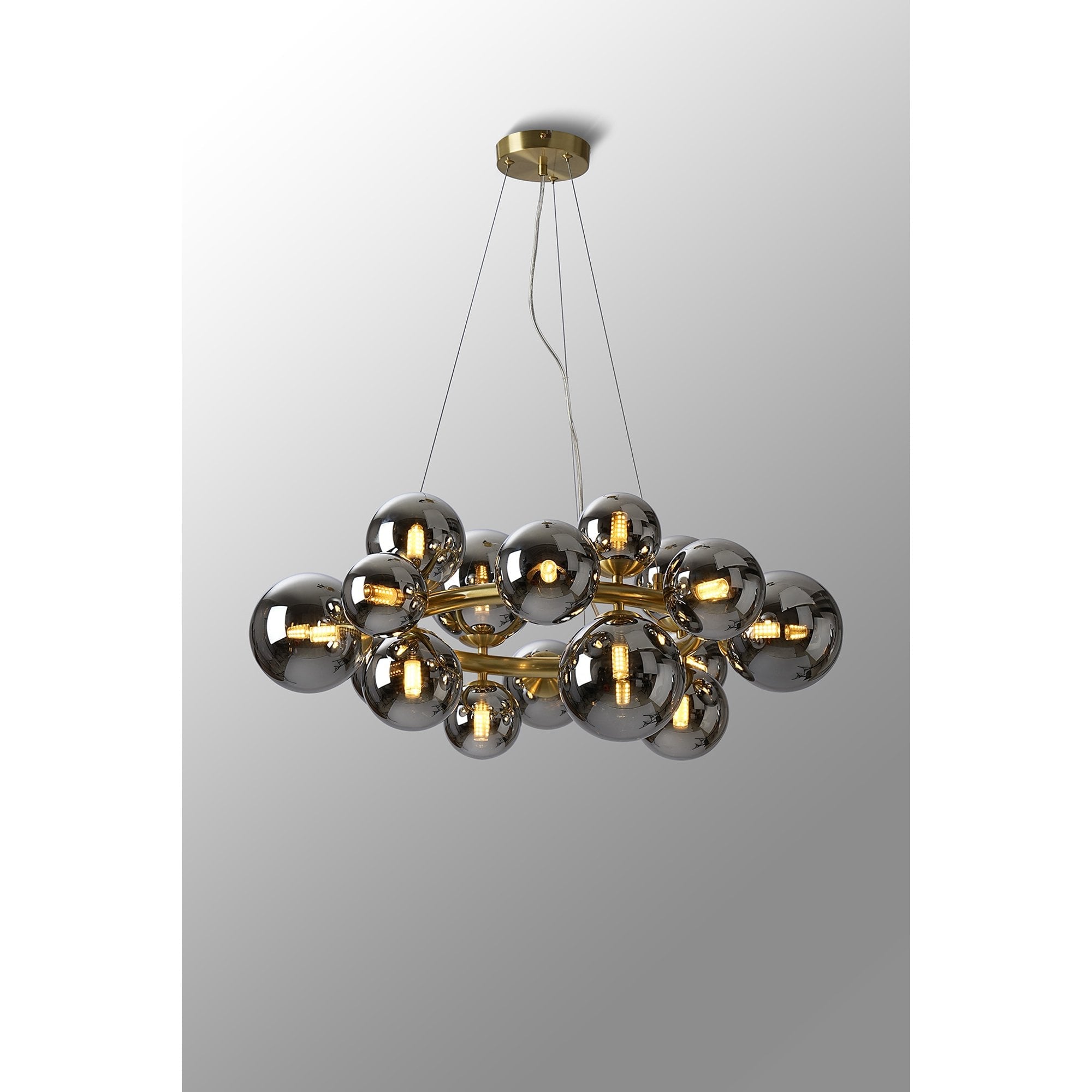 NL9320/CH9 Prague 16 Light Circular Pendant Satin Gold Chrome Plated