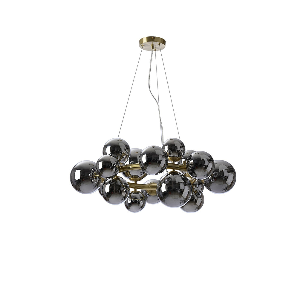 NL9320/CH9 Prague 16 Light Circular Pendant Satin Gold Chrome Plated