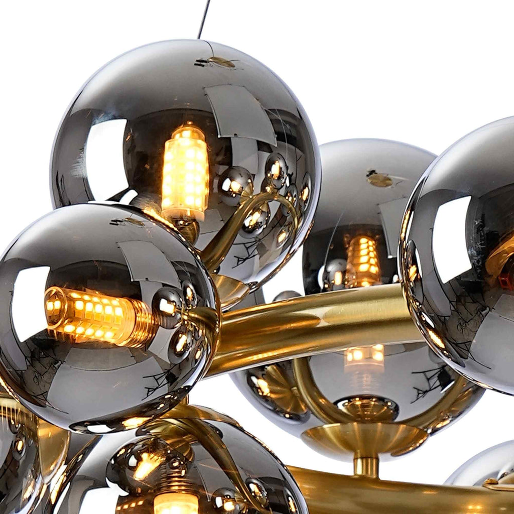 NL9320/CH9 Prague 16 Light Circular Pendant Satin Gold Chrome Plated