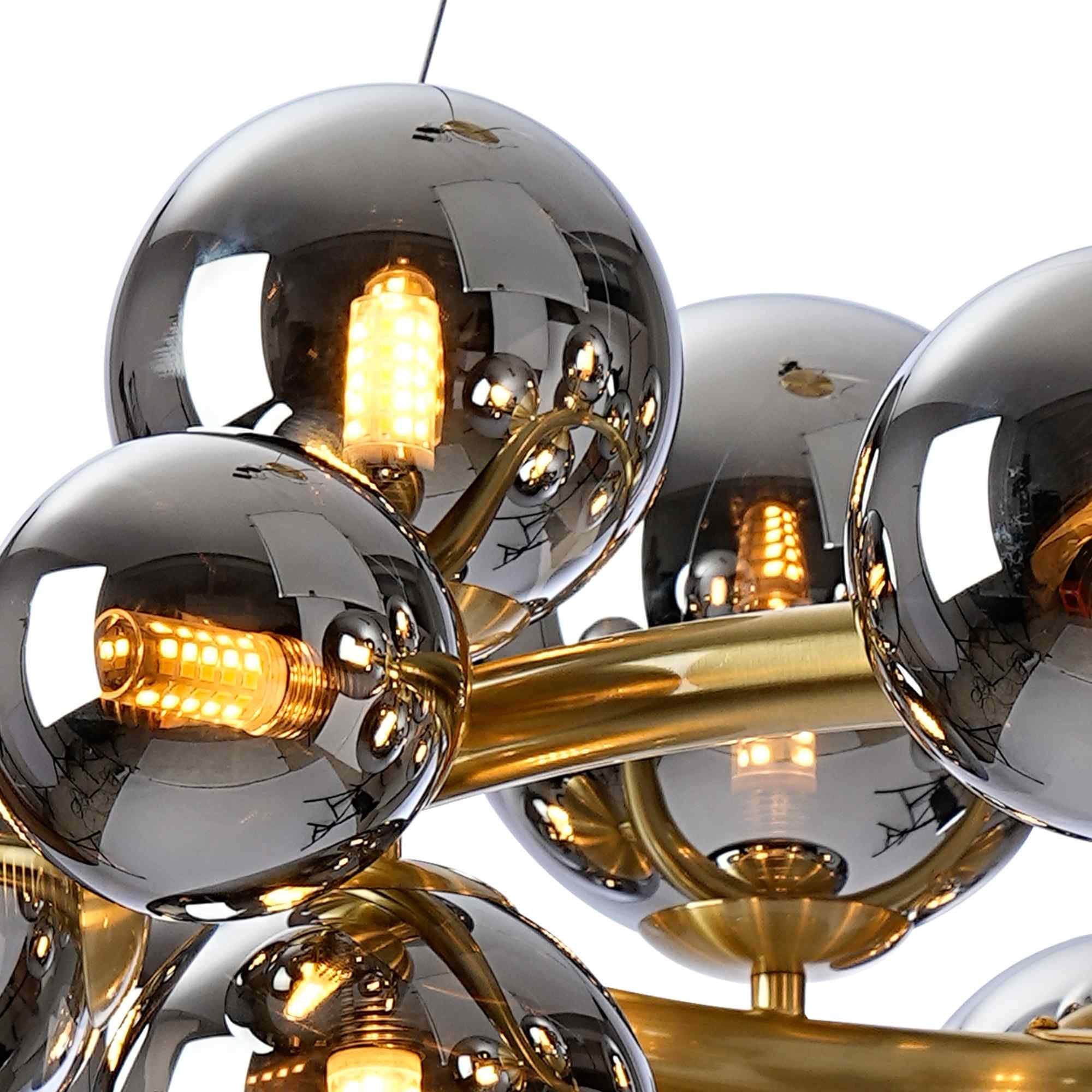 NL9320/CH9 Prague 16 Light Circular Pendant Satin Gold Chrome Plated