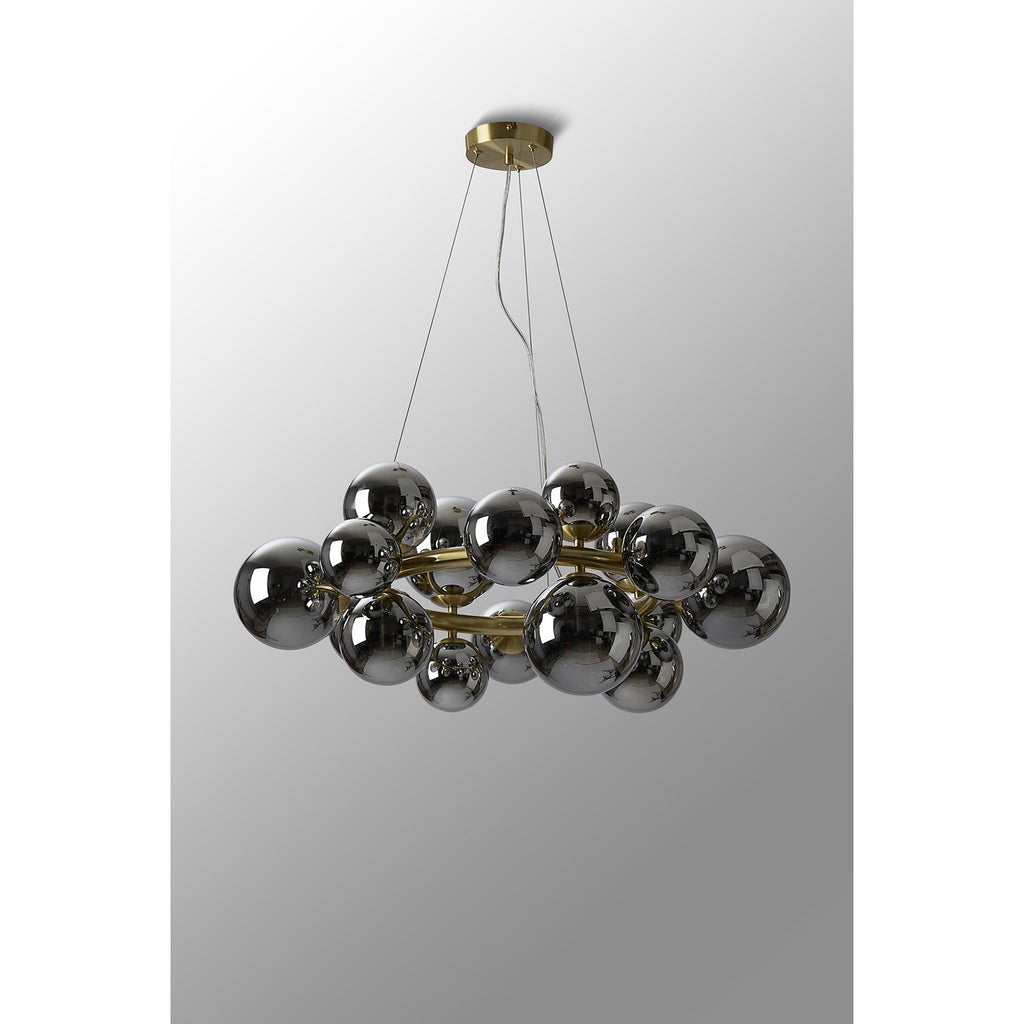 NL9320/CH9 Prague 16 Light Circular Pendant Satin Gold Chrome Plated