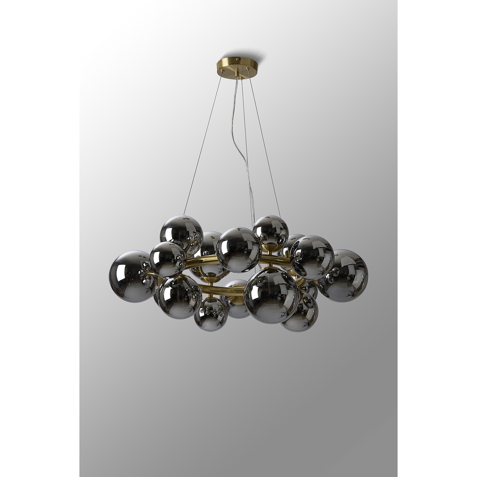 NL9320/CH9 Prague 16 Light Circular Pendant Satin Gold Chrome Plated