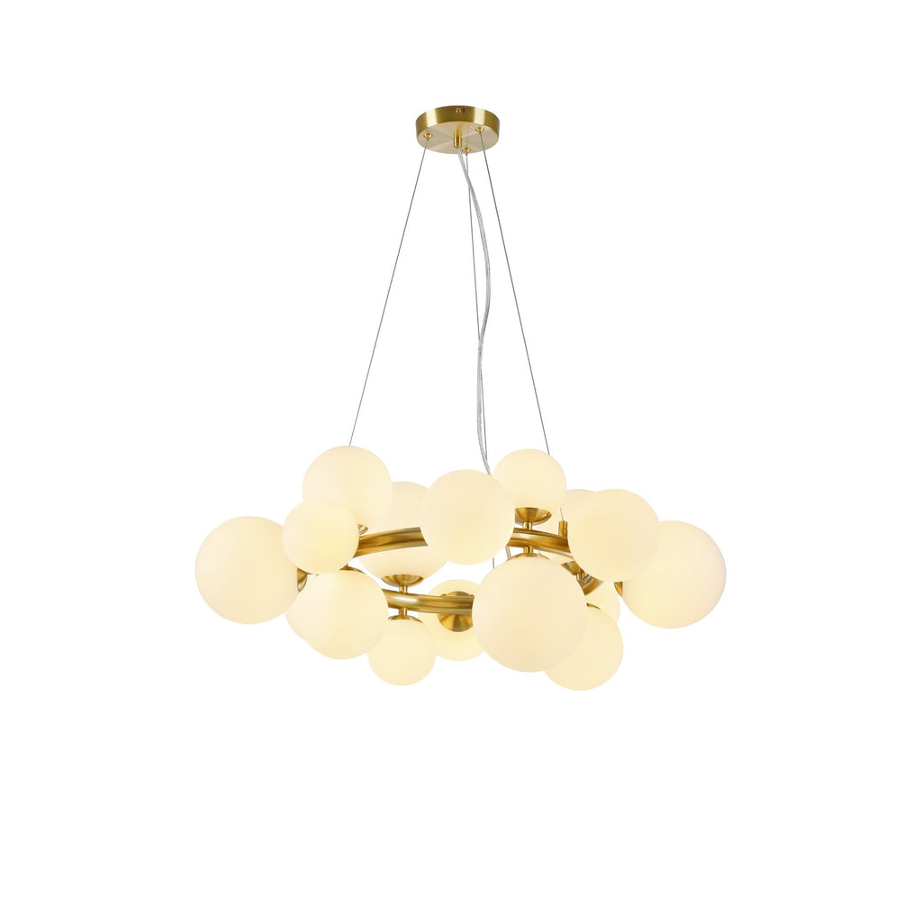 NL9320/OP9 Prague 16 Light Circular Pendant Satin Gold Opal